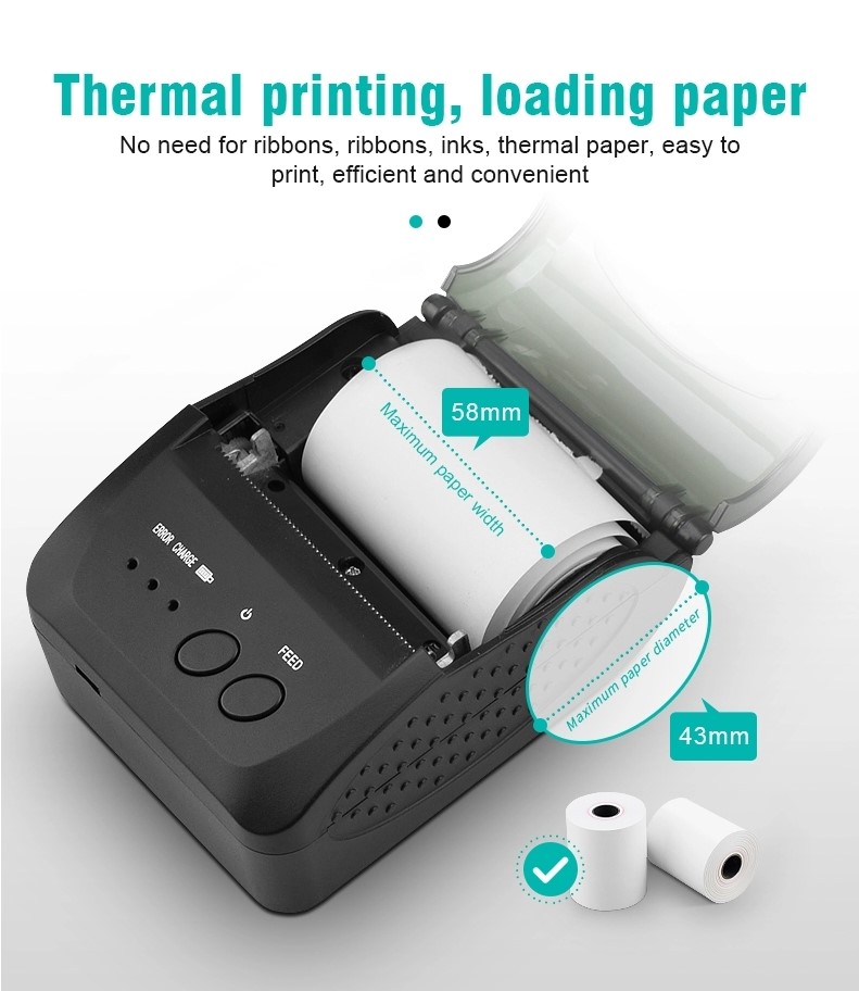 Durable 58mm Handheld Bluetooth Thermal Printer factory